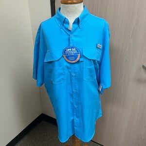Columbia Men's Bright Blue UPF 50+ Casual Shirt